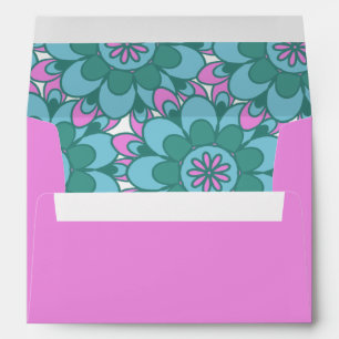 Boho Flower Groovy Fuchsia Shower Return Address Envelope