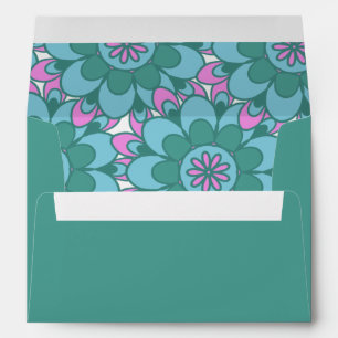 Boho Flower Groovy Green Shower Return Address Envelope