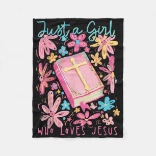 Boho Flower Just A Girl Who Loves Jesus Religious  Fleece Blanket