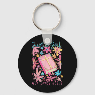 Boho Flower Just A Girl Who Loves Jesus Religious  Keychain