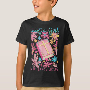 Boho Flower Just A Girl Who Loves Jesus Religious T-Shirt
