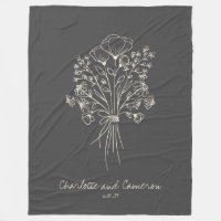 Boho Flower Line Art Drawing Personalized Names