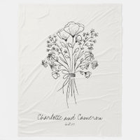 Boho Flower Line Drawing Personalized Cloud White