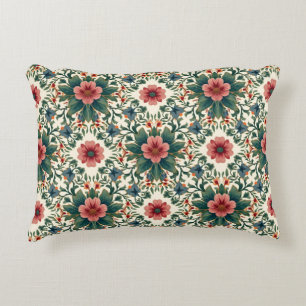 Boho Flower Magic - in Shades of Green and Pink Accent Pillow