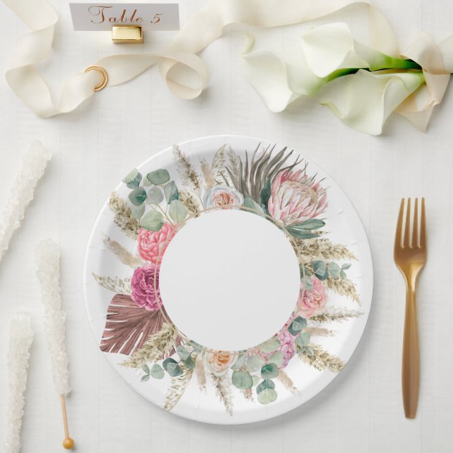Boho Flower Party Plates (Wedding)