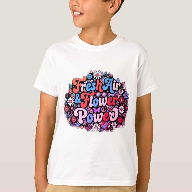Boho Flower Power Graphic T-Shirt (Front)