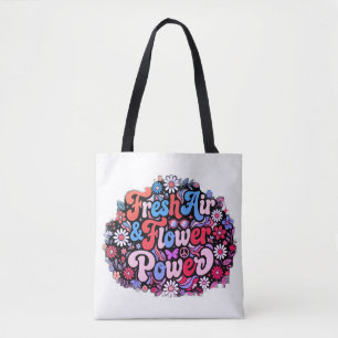 Boho Flower Power Graphic Tote Bag