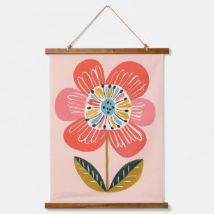 Boho Flower Scandinavian Cute Illustration Hanging Tapestry