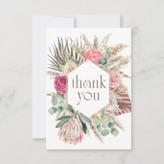 Boho Flower Shower Thank You Card