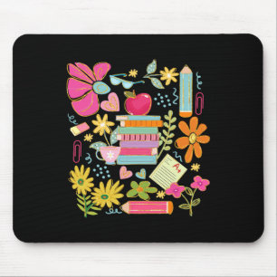 Boho Flower Teacher Book Apple Pencil Funny Back T Mouse Pad