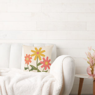 Boho flower throw pillow