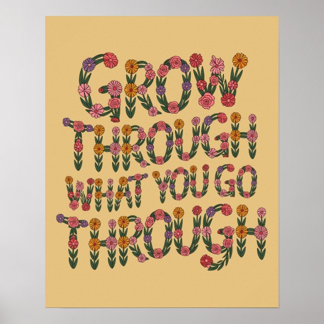 Boho Flower Typography Motivational Teacher Gift  Poster (Front)