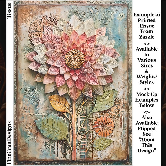 Boho Flower with Artisan Texture DZ9R Decoupage Tissue Paper (Creator Uploaded)