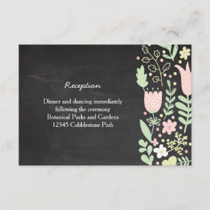 Boho Flower Wreath Rustic Chalkboard Wedding Enclosure Card