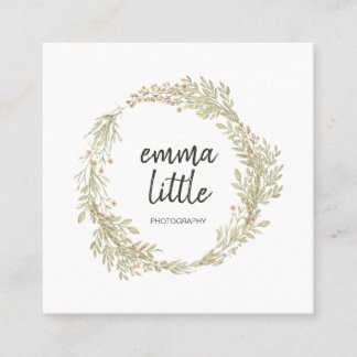 Boho Flower Wreath Square Business Card