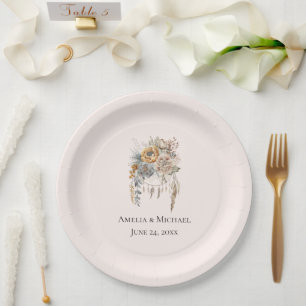 Boho Flowers and Dreamcatcher - Wedding Paper Plate