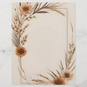 Boho Flowers and Grass Stems Letterhead