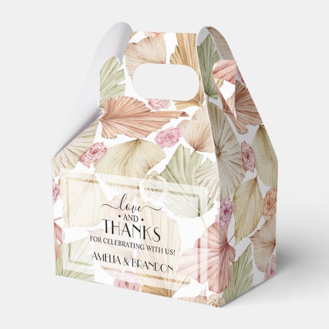 Boho Flowers and Leaves Bridal Shower Favor Box (Front Side)