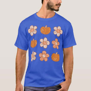 Boho Flowers and Pumpkins Halloween Spooky Vibes F T-Shirt