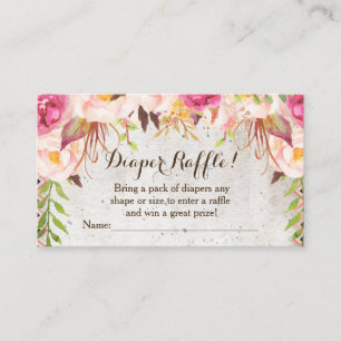boho flowers baby shower  diaper raffle cards