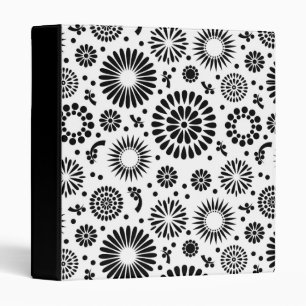 Boho flowers Black and White vector floral pattern Binder