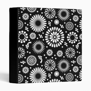 Boho flowers Black and White vector floral pattern Binder