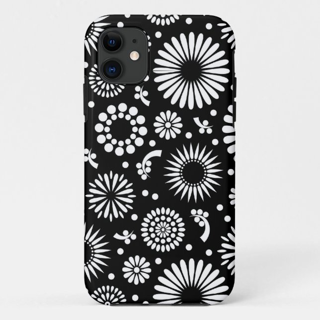 Boho flowers Black and White vector floral pattern Case-Mate iPhone Case (Back)
