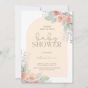 Boho Flowers Bohemian Desert Girl Baby Shower Invitation