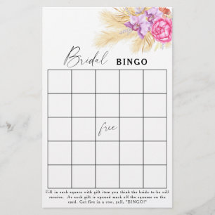 boho flowers - Bridal shower bingo game