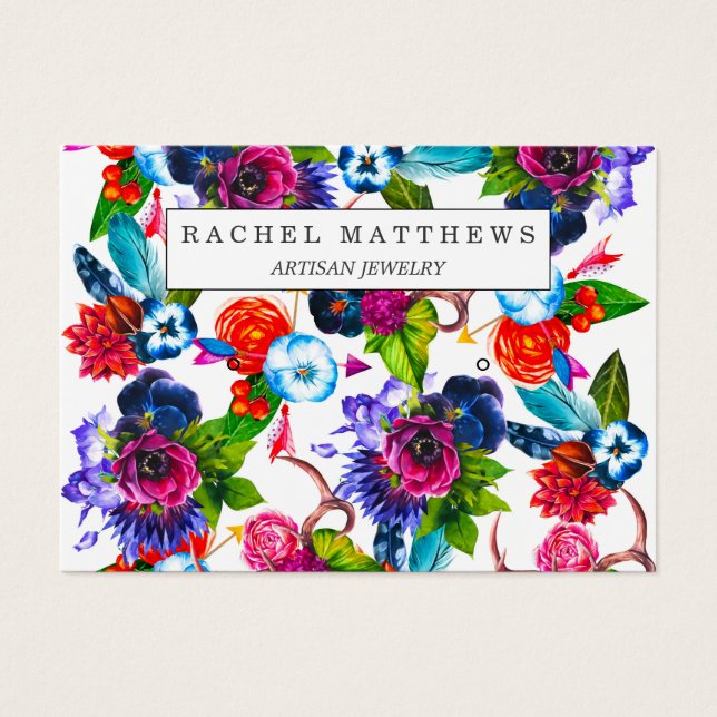 Boho Flowers Cerfs Antlers Feuilles Écran d'oreill (Devant)