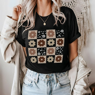 Boho Flowers Chequered T-Shirt