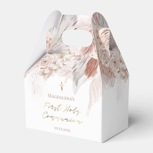 boho flowers First Holy Communion Favor Box (Front Side)
