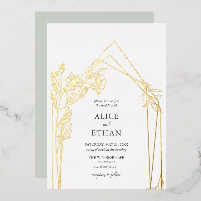 Boho Flowers Geometric Wedding (Front/Back)