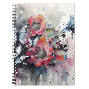 Boho Flowers Ink Painting Notebook