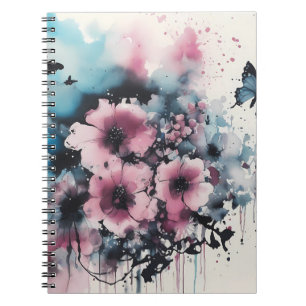 Boho Flowers Ink Painting Notebook