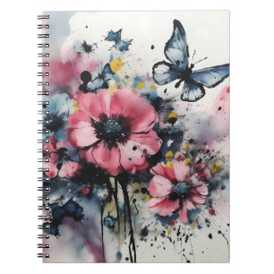 Boho Flowers Ink Painting Notebook