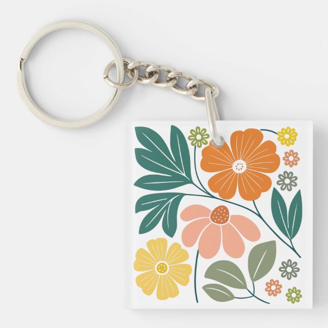 Boho Flowers Keychain (Front)
