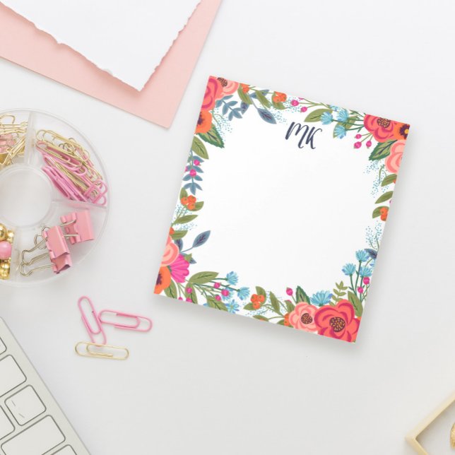 Boho Flowers Monogrammed Notepad (Creator Uploaded)