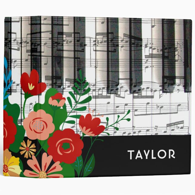 boho flowers music piano binder (Front/Spine)