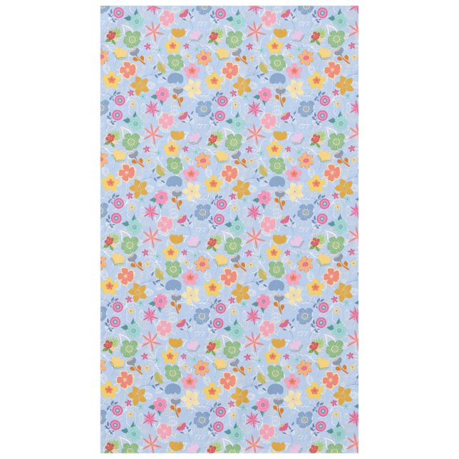 Boho Flowers Pattern B01.w Lblue BG Tablecloth (Front)