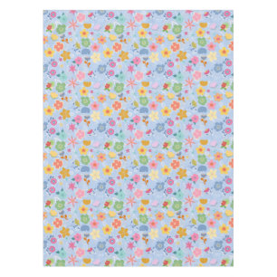 Boho Flowers Pattern B01.w Lblue BG Tablecloth