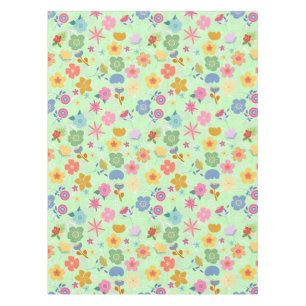 Boho Flowers Pattern B01.w LGreen BG Tablecloth