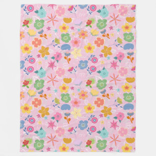 Boho Flowers Pattern B01.w LPink BG Fleece Blanket
