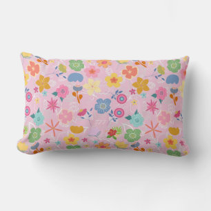 Boho Flowers Pattern B01.w LPink BG Lumbar Pillow