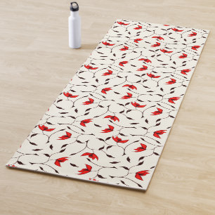 Boho flowers pattern elegant stylish minimalist yoga mat