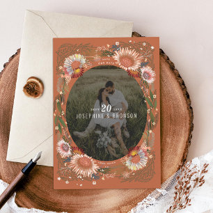 Boho Flowers Photo Save the Date Card