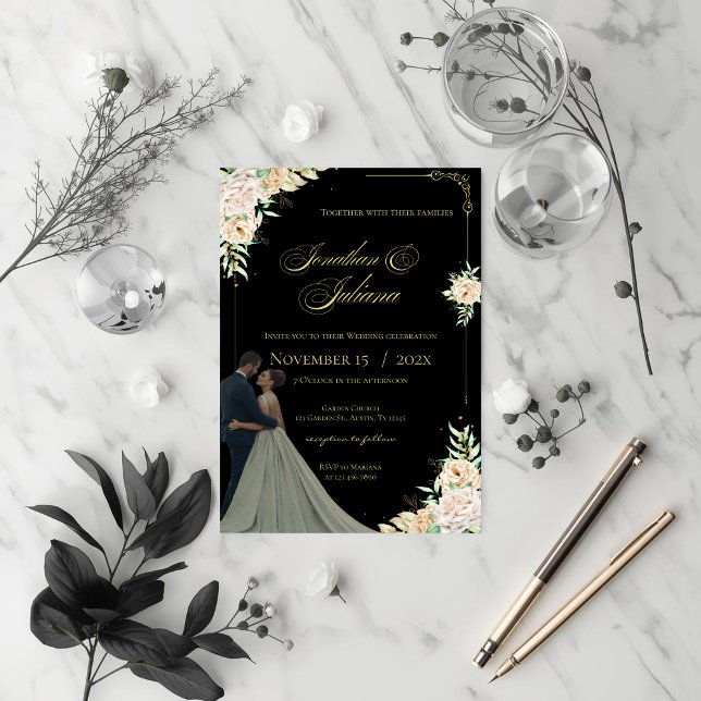 Boho Flowers Wedding Invitation (Creator Uploaded)