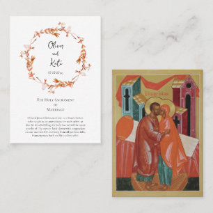 Boho Flowers Wreath Orthodox Wedding Prayer Card