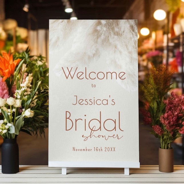 Boho Fluffy Pampas Grass Bridal Shower Welcome Poster (Creator Uploaded)