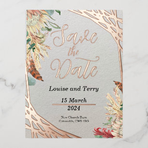 Boho & Foil Save the Date Foil Invitation Postcard